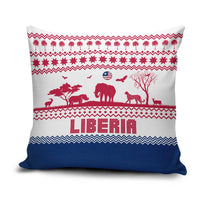 Liberia Christmas Pillow Cover with Red Wildlife Silhouettes and White Blue Holiday - Wonder Print Shop