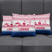 Liberia Christmas Pillow Cover with Red Wildlife Silhouettes and White Blue Holiday - Wonder Print Shop