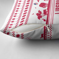 Liberia Christmas Pillow Cover with Red Wildlife Silhouettes and White Blue Holiday - Wonder Print Shop