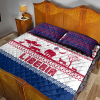 Liberia Christmas Quilt Bed Set with Red Wildlife Silhouettes and White Blue Holiday - Wonder Print Shop