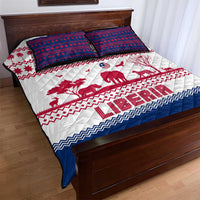 Liberia Christmas Quilt Bed Set with Red Wildlife Silhouettes and White Blue Holiday - Wonder Print Shop