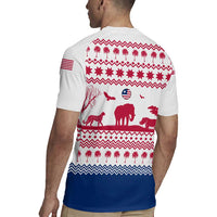 Liberia Christmas Rugby Jersey with Red Wildlife Silhouettes and White Blue Holiday - Wonder Print Shop