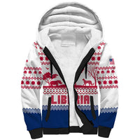 Liberia Christmas Sherpa Hoodie with Red Wildlife Silhouettes and White Blue Holiday - Wonder Print Shop
