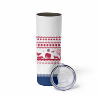 Liberia Christmas Skinny Tumbler with Red Wildlife Silhouettes and White Blue Holiday - Wonder Print Shop