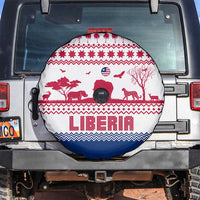 Liberia Christmas Spare Tire Cover with Red Wildlife Silhouettes and White Blue Holiday - Wonder Print Shop