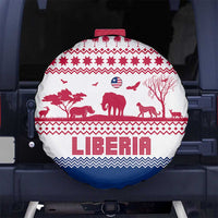 Liberia Christmas Spare Tire Cover with Red Wildlife Silhouettes and White Blue Holiday - Wonder Print Shop