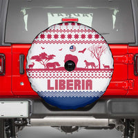 Liberia Christmas Spare Tire Cover with Red Wildlife Silhouettes and White Blue Holiday - Wonder Print Shop