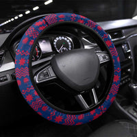 Liberia Christmas Steering Wheel Cover with Red Wildlife Silhouettes and White Blue Holiday - Wonder Print Shop