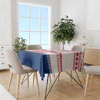 Liberia Christmas Tablecloth with Red Wildlife Silhouettes and White Blue Holiday - Wonder Print Shop