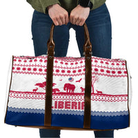 Liberia Christmas Travel Bag with Red Wildlife Silhouettes and White Blue Holiday - Wonder Print Shop