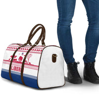 Liberia Christmas Travel Bag with Red Wildlife Silhouettes and White Blue Holiday - Wonder Print Shop