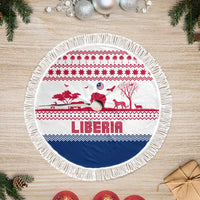 Liberia Christmas Tree Skirt with Red Wildlife Silhouettes and White Blue Holiday - Wonder Print Shop