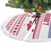 Liberia Christmas Tree Skirt with Red Wildlife Silhouettes and White Blue Holiday - Wonder Print Shop