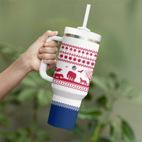 Liberia Christmas Tumbler With Handle with Red Wildlife Silhouettes and White Blue Holiday - Wonder Print Shop