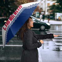 Liberia Christmas Umbrella with Red Wildlife Silhouettes and White Blue Holiday - Wonder Print Shop