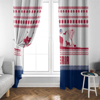 Liberia Christmas Window Curtain with Red Wildlife Silhouettes and White Blue Holiday - Wonder Print Shop