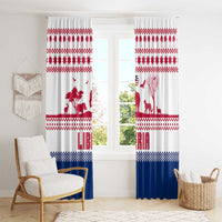 Liberia Christmas Window Curtain with Red Wildlife Silhouettes and White Blue Holiday - Wonder Print Shop
