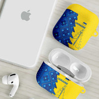 Ukraine Christmas AirPods Case with Yellow and Blue Tree Design and Traditional Embroidery - Wonder Print Shop