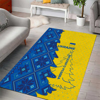 Ukraine Christmas Area Rug with Yellow and Blue Tree Design and Traditional Embroidery - Wonder Print Shop
