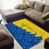 Ukraine Christmas Area Rug with Yellow and Blue Tree Design and Traditional Embroidery - Wonder Print Shop