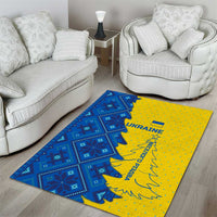 Ukraine Christmas Area Rug with Yellow and Blue Tree Design and Traditional Embroidery - Wonder Print Shop