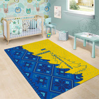 Ukraine Christmas Area Rug with Yellow and Blue Tree Design and Traditional Embroidery - Wonder Print Shop