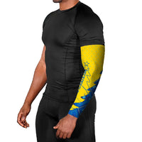 Ukraine Christmas Arm Sleeves with Yellow and Blue Tree Design and Traditional Embroidery - Wonder Print Shop