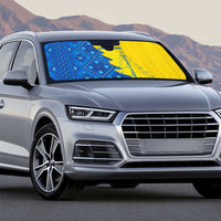 Ukraine Christmas Auto Sun Shade with Yellow and Blue Tree Design and Traditional Embroidery - Wonder Print Shop