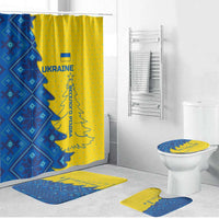 Ukraine Christmas Bathroom Set with Yellow and Blue Tree Design and Traditional Embroidery - Wonder Print Shop