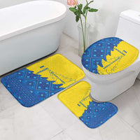Ukraine Christmas Bathroom Set with Yellow and Blue Tree Design and Traditional Embroidery - Wonder Print Shop