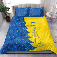 Ukraine Christmas Bedding Set with Yellow and Blue Tree Design and Traditional Embroidery - Wonder Print Shop