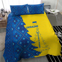 Ukraine Christmas Bedding Set with Yellow and Blue Tree Design and Traditional Embroidery - Wonder Print Shop