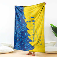 Ukraine Christmas Blanket with Yellow and Blue Tree Design and Traditional Embroidery - Wonder Print Shop