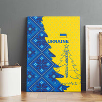 Ukraine Christmas Canvas Wall Art with Yellow and Blue Tree Design and Traditional Embroidery - Wonder Print Shop