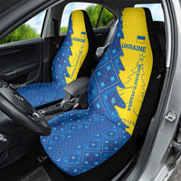 Ukraine Christmas Car Seat Cover with Yellow and Blue Tree Design and Traditional Embroidery - Wonder Print Shop
