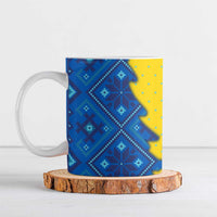 Ukraine Christmas Ceramic Mug with Yellow and Blue Tree Design and Traditional Embroidery - Wonder Print Shop