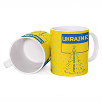 Ukraine Christmas Ceramic Mug with Yellow and Blue Tree Design and Traditional Embroidery - Wonder Print Shop