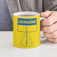 Ukraine Christmas Ceramic Mug with Yellow and Blue Tree Design and Traditional Embroidery - Wonder Print Shop