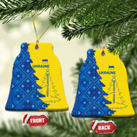 Ukraine Christmas Ceramic Ornament with Yellow and Blue Tree Design and Traditional Embroidery - Wonder Print Shop