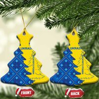 Ukraine Christmas Ceramic Ornament with Yellow and Blue Tree Design and Traditional Embroidery - Wonder Print Shop