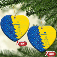 Ukraine Christmas Ceramic Ornament with Yellow and Blue Tree Design and Traditional Embroidery - Wonder Print Shop