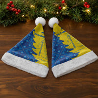 Ukraine Christmas Santa Hat with Yellow and Blue Tree Design and Traditional Embroidery - Wonder Print Shop
