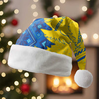 Ukraine Christmas Santa Hat with Yellow and Blue Tree Design and Traditional Embroidery - Wonder Print Shop