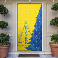 Ukraine Christmas Door Cover with Yellow and Blue Tree Design and Traditional Embroidery - Wonder Print Shop