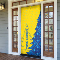 Ukraine Christmas Door Cover with Yellow and Blue Tree Design and Traditional Embroidery - Wonder Print Shop