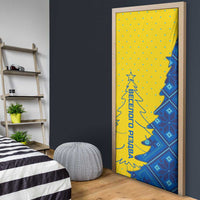 Ukraine Christmas Door Cover with Yellow and Blue Tree Design and Traditional Embroidery - Wonder Print Shop