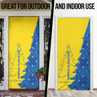 Ukraine Christmas Door Cover with Yellow and Blue Tree Design and Traditional Embroidery - Wonder Print Shop