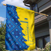 Ukraine Christmas Garden Flag with Yellow and Blue Tree Design and Traditional Embroidery - Wonder Print Shop