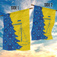 Ukraine Christmas Garden Flag with Yellow and Blue Tree Design and Traditional Embroidery - Wonder Print Shop