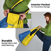 Ukraine Christmas Grocery Bag with Yellow and Blue Tree Design and Traditional Embroidery - Wonder Print Shop